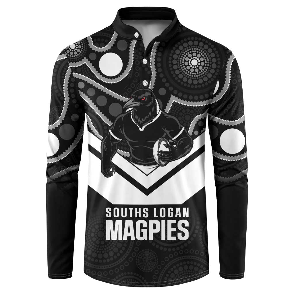 Souths Rugby Custom Button Sweatshirt Go Magpies Mascot Aboriginal Art - Aussie Hoodie
