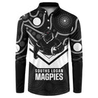 Souths Rugby Custom Button Sweatshirt Go Magpies Mascot Aboriginal Art - Aussie Hoodie