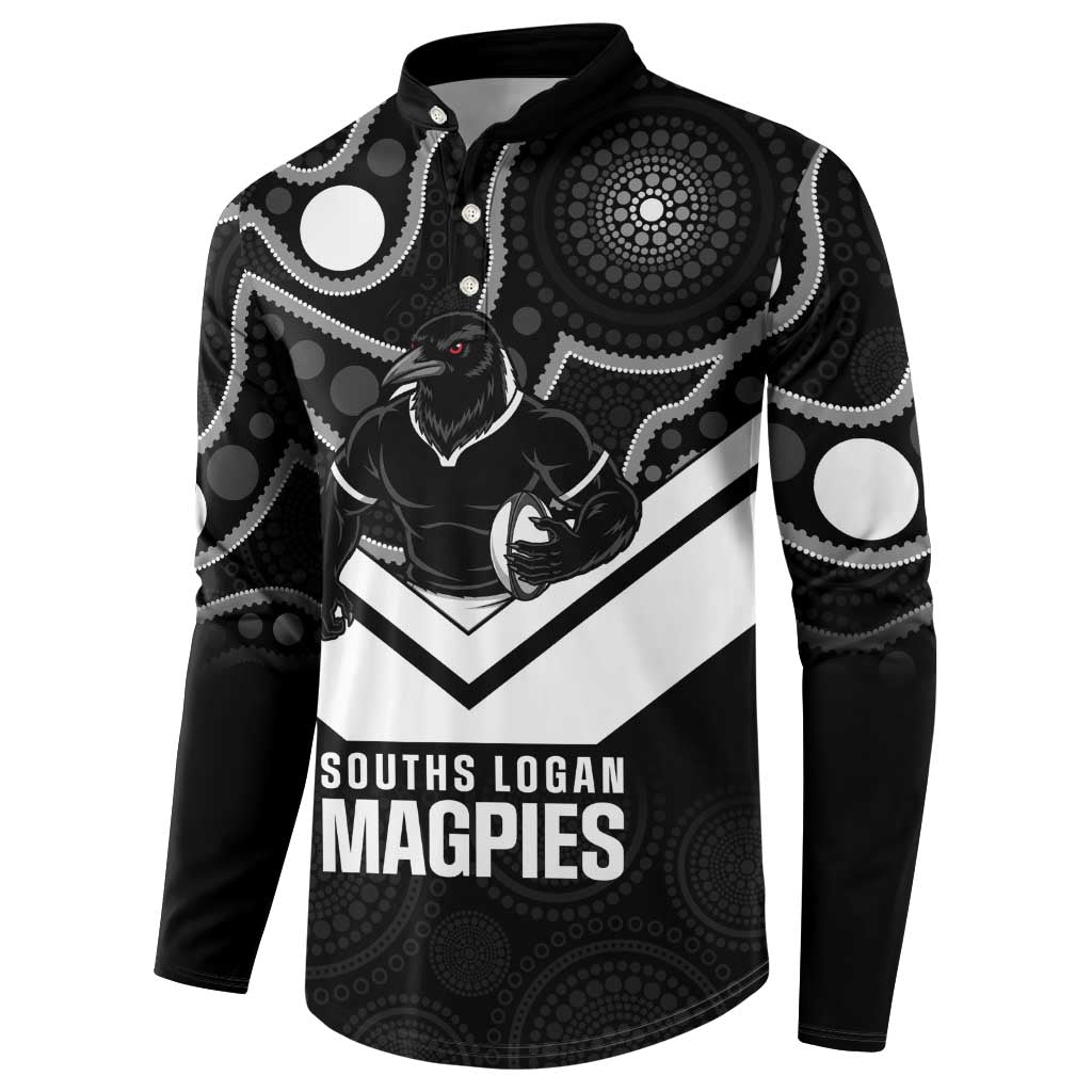 Souths Rugby Custom Button Sweatshirt Go Magpies Mascot Aboriginal Art - Aussie Hoodie