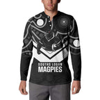 Souths Rugby Custom Button Sweatshirt Go Magpies Mascot Aboriginal Art - Aussie Hoodie