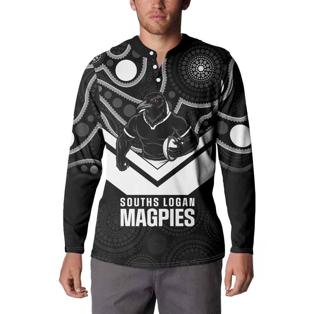 Souths Rugby Custom Button Sweatshirt Go Magpies Mascot Aboriginal Art - Aussie Hoodie