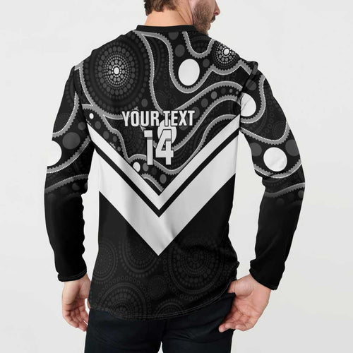 Souths Rugby Custom Button Sweatshirt Go Magpies Mascot Aboriginal Art - Aussie Hoodie