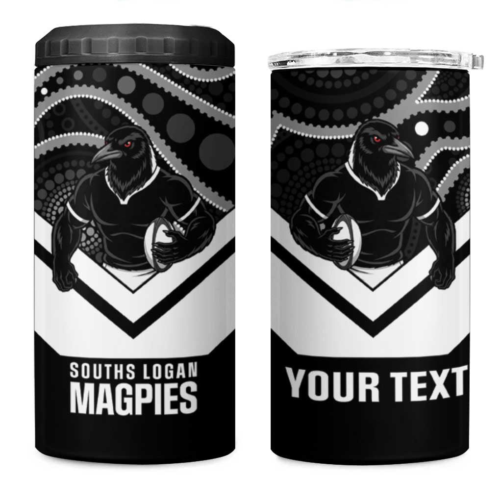 Souths Rugby Custom 4 in 1 Can Cooler Tumbler Go Magpies Mascot Aboriginal Art - Aussie Hoodie