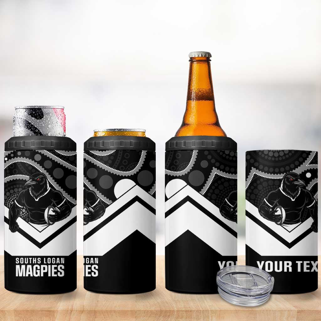 Souths Rugby Custom 4 in 1 Can Cooler Tumbler Go Magpies Mascot Aboriginal Art - Aussie Hoodie