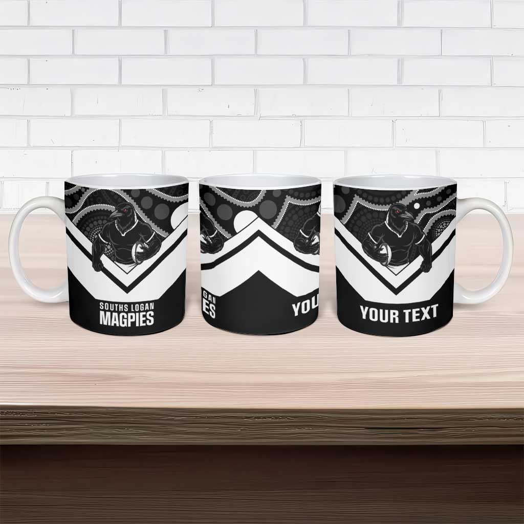 Souths Rugby Custom Ceramic Mug Go Magpies Mascot Aboriginal Art - Aussie Hoodie