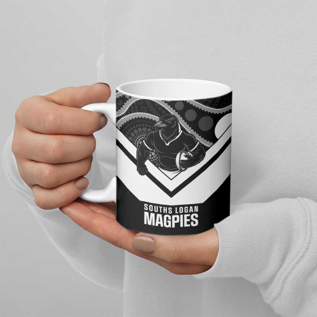 Souths Rugby Custom Ceramic Mug Go Magpies Mascot Aboriginal Art - Aussie Hoodie