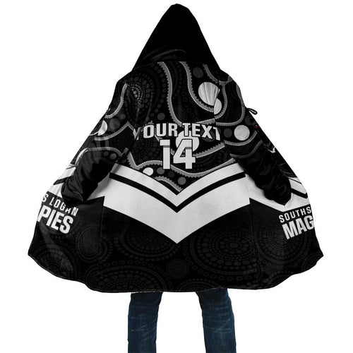 Souths Rugby Custom Cloak Go Magpies Mascot Aboriginal Art - Aussie Hoodie