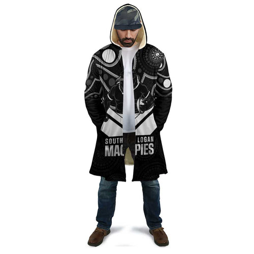 Souths Rugby Custom Cloak Go Magpies Mascot Aboriginal Art - Aussie Hoodie