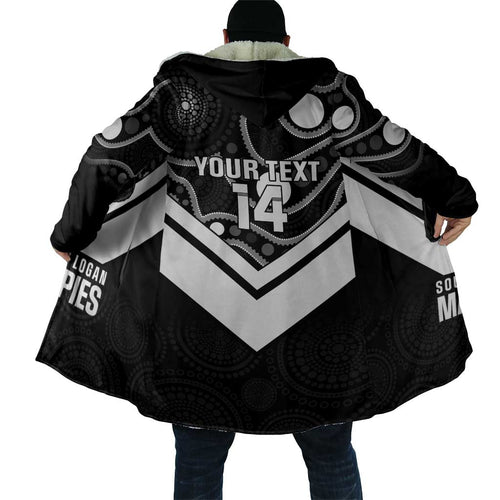 Souths Rugby Custom Cloak Go Magpies Mascot Aboriginal Art - Aussie Hoodie