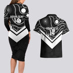Souths Rugby Custom Couples Matching Long Sleeve Bodycon Dress and Hawaiian Shirt Go Magpies Mascot Aboriginal Art - Aussie Hoodie