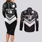Souths Rugby Custom Couples Matching Long Sleeve Bodycon Dress and Long Sleeve Button Shirt Go Magpies Mascot Aboriginal Art - Aussie Hoodie