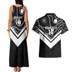 Souths Rugby Custom Couples Matching Tank Maxi Dress and Hawaiian Shirt Go Magpies Mascot Aboriginal Art - Aussie Hoodie