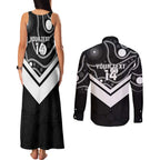 Souths Rugby Custom Couples Matching Tank Maxi Dress and Long Sleeve Button Shirt Go Magpies Mascot Aboriginal Art - Aussie Hoodie
