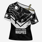 Souths Rugby Custom Cross Shoulder Shirt Go Magpies Mascot Aboriginal Art - Aussie Hoodie