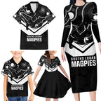 Souths Rugby Custom Family Matching Long Sleeve Bodycon Dress and Hawaiian Shirt Go Magpies Mascot Aboriginal Art - Aussie Hoodie