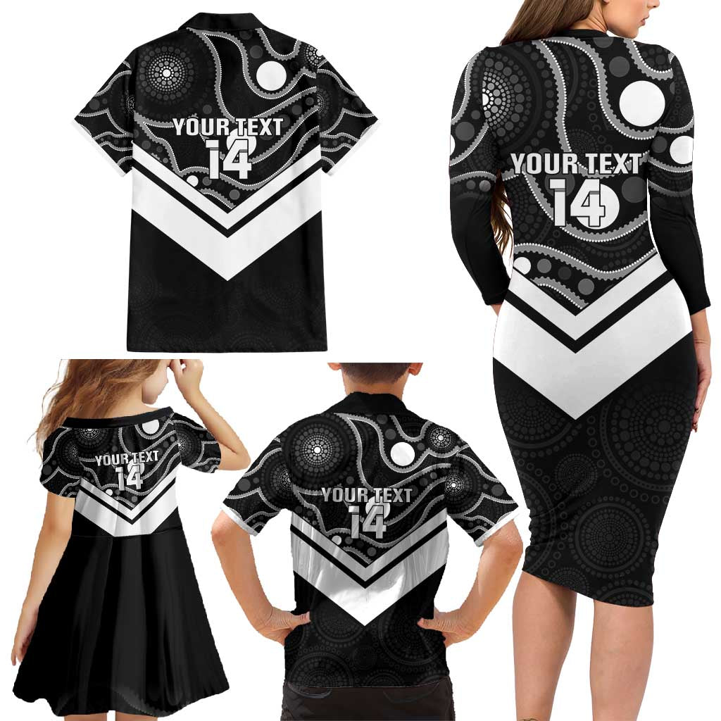 Souths Rugby Custom Family Matching Long Sleeve Bodycon Dress and Hawaiian Shirt Go Magpies Mascot Aboriginal Art - Aussie Hoodie