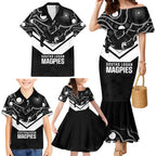 Souths Rugby Custom Family Matching Mermaid Dress and Hawaiian Shirt Go Magpies Mascot Aboriginal Art - Aussie Hoodie