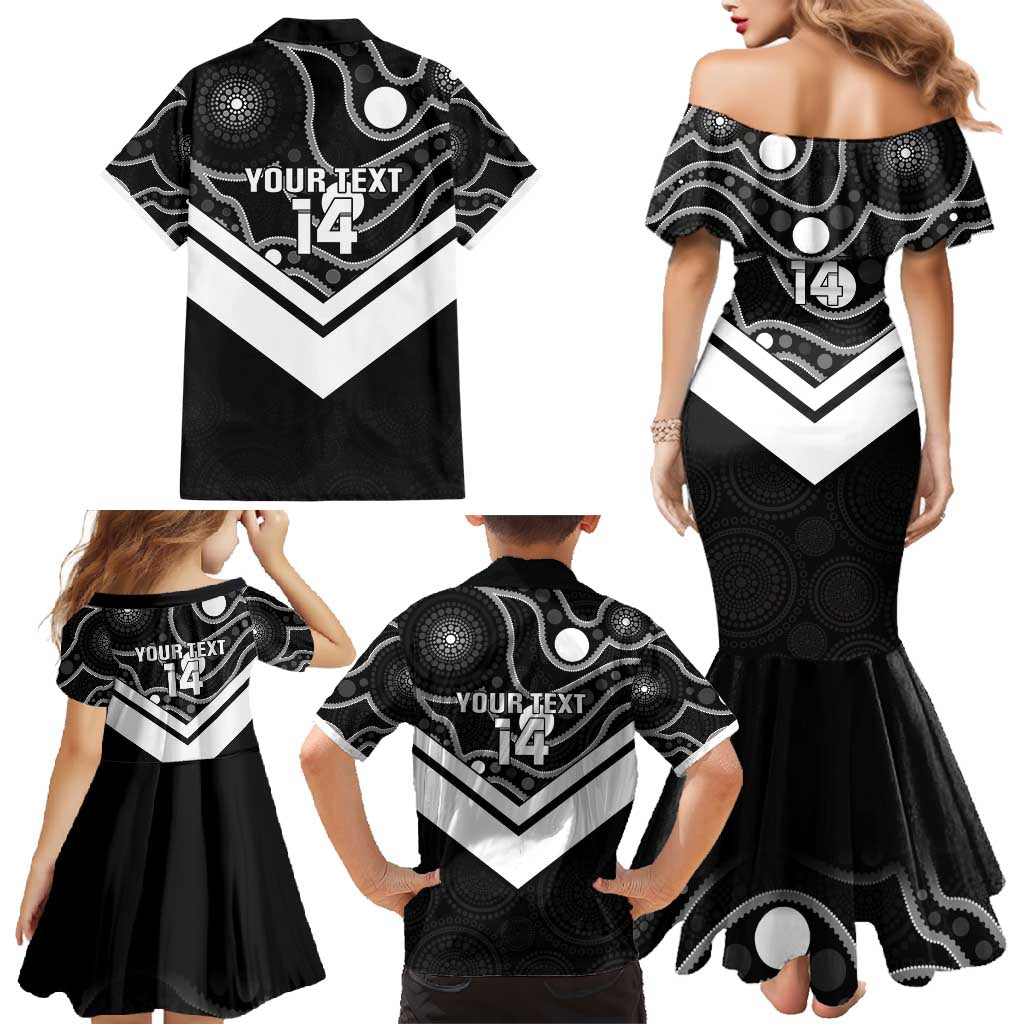Souths Rugby Custom Family Matching Mermaid Dress and Hawaiian Shirt Go Magpies Mascot Aboriginal Art - Aussie Hoodie