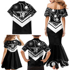 Souths Rugby Custom Family Matching Mermaid Dress and Hawaiian Shirt Go Magpies Mascot Aboriginal Art - Aussie Hoodie