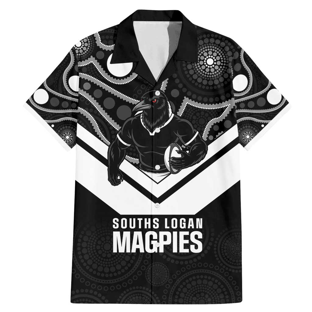 Souths Rugby Custom Family Matching Mermaid Dress and Hawaiian Shirt Go Magpies Mascot Aboriginal Art - Aussie Hoodie