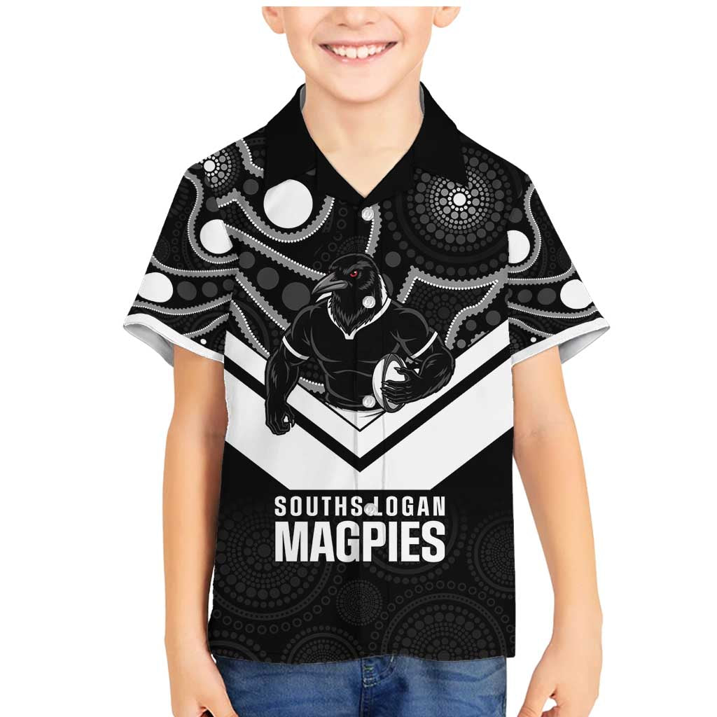 Souths Rugby Custom Family Matching Mermaid Dress and Hawaiian Shirt Go Magpies Mascot Aboriginal Art - Aussie Hoodie