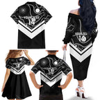 Souths Rugby Custom Family Matching Off The Shoulder Long Sleeve Dress and Hawaiian Shirt Go Magpies Mascot Aboriginal Art - Aussie Hoodie