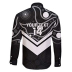 Souths Rugby Custom Family Matching Off The Shoulder Long Sleeve Dress and Hawaiian Shirt Go Magpies Mascot Aboriginal Art - Aussie Hoodie