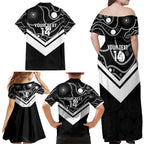 Souths Rugby Custom Family Matching Off Shoulder Maxi Dress and Hawaiian Shirt Go Magpies Mascot Aboriginal Art - Aussie Hoodie