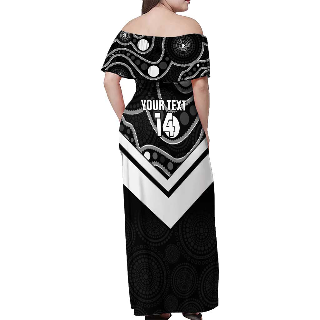Souths Rugby Custom Family Matching Off Shoulder Maxi Dress and Hawaiian Shirt Go Magpies Mascot Aboriginal Art - Aussie Hoodie