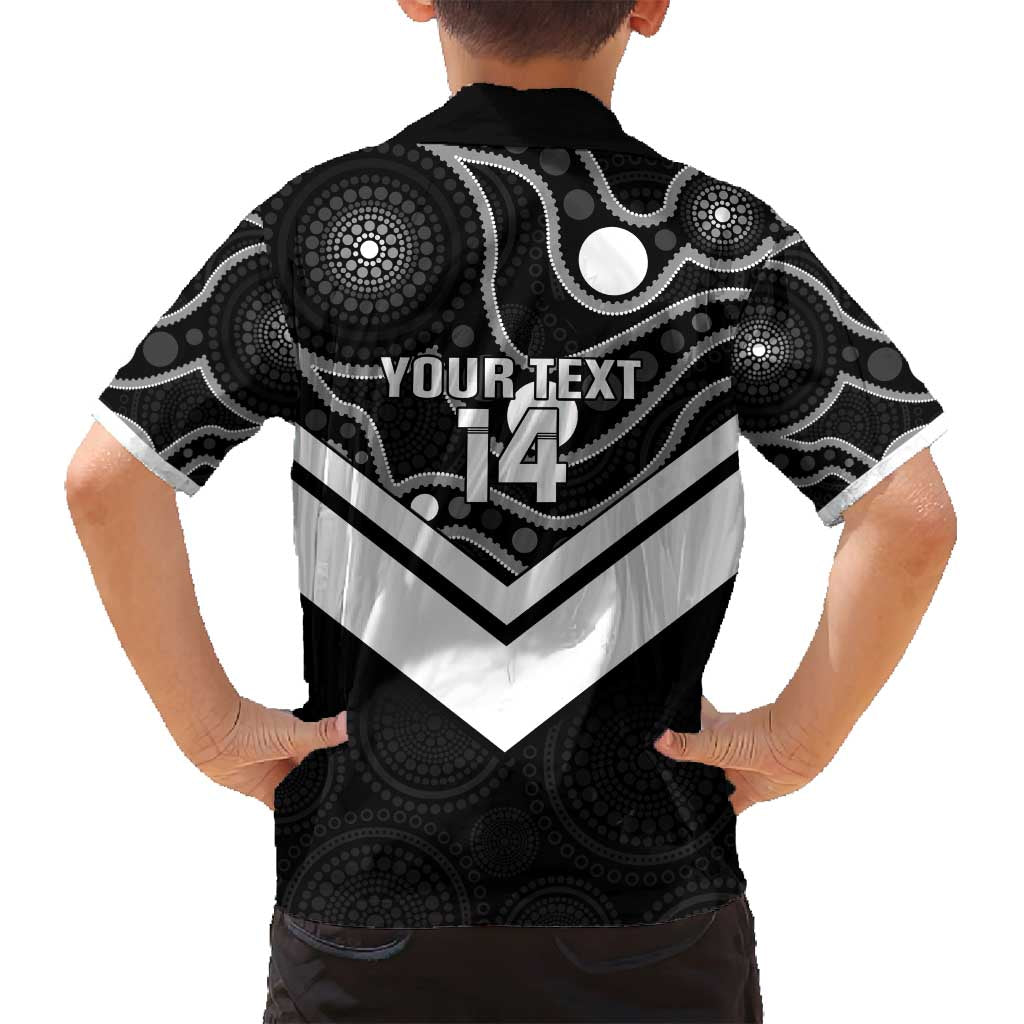 Souths Rugby Custom Family Matching Off Shoulder Short Dress and Hawaiian Shirt Go Magpies Mascot Aboriginal Art - Aussie Hoodie