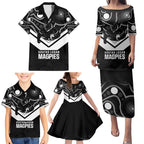 Souths Rugby Custom Family Matching Puletasi and Hawaiian Shirt Go Magpies Mascot Aboriginal Art - Aussie Hoodie