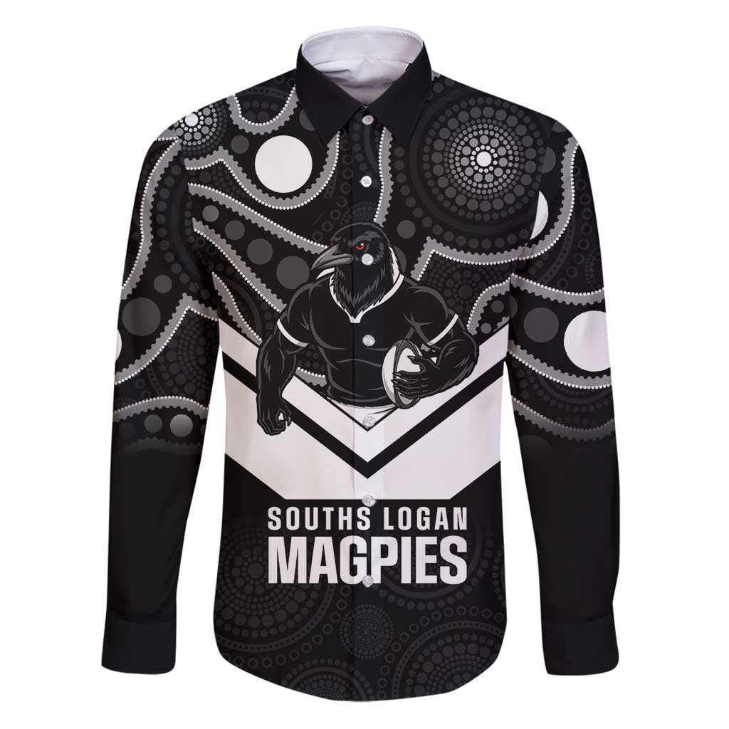 Souths Rugby Custom Family Matching Puletasi and Hawaiian Shirt Go Magpies Mascot Aboriginal Art - Aussie Hoodie