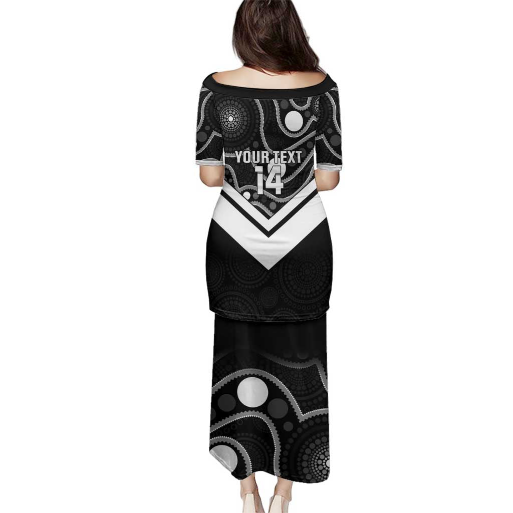 Souths Rugby Custom Family Matching Puletasi and Hawaiian Shirt Go Magpies Mascot Aboriginal Art - Aussie Hoodie