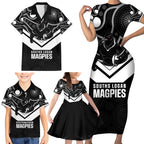 Souths Rugby Custom Family Matching Short Sleeve Bodycon Dress and Hawaiian Shirt Go Magpies Mascot Aboriginal Art - Aussie Hoodie