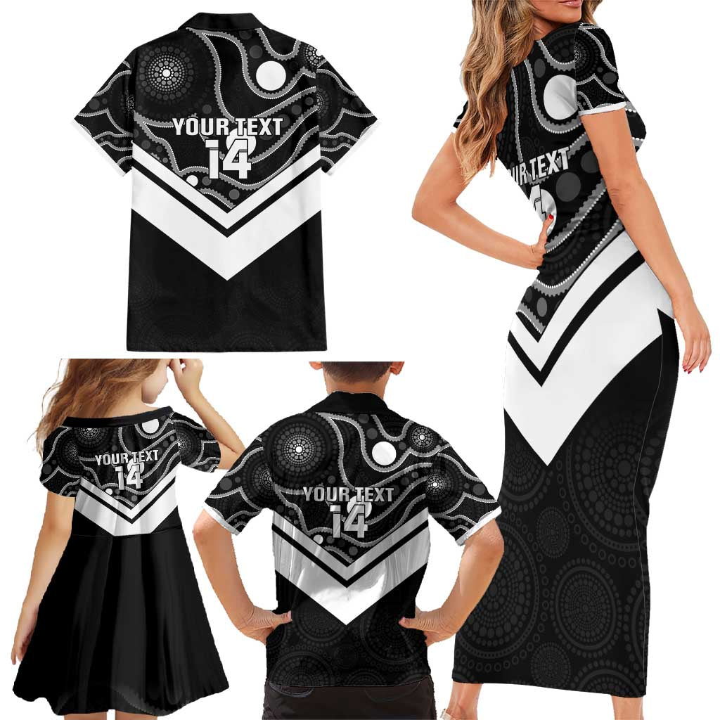 Souths Rugby Custom Family Matching Short Sleeve Bodycon Dress and Hawaiian Shirt Go Magpies Mascot Aboriginal Art - Aussie Hoodie