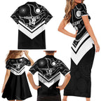 Souths Rugby Custom Family Matching Short Sleeve Bodycon Dress and Hawaiian Shirt Go Magpies Mascot Aboriginal Art - Aussie Hoodie