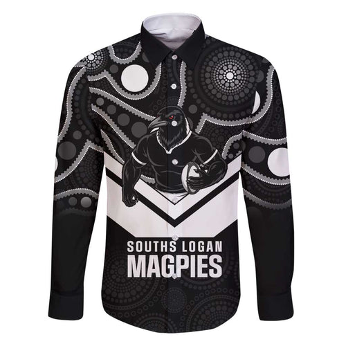 Souths Rugby Custom Family Matching Short Sleeve Bodycon Dress and Hawaiian Shirt Go Magpies Mascot Aboriginal Art - Aussie Hoodie