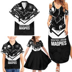 Souths Rugby Custom Family Matching Summer Maxi Dress and Hawaiian Shirt Go Magpies Mascot Aboriginal Art - Aussie Hoodie