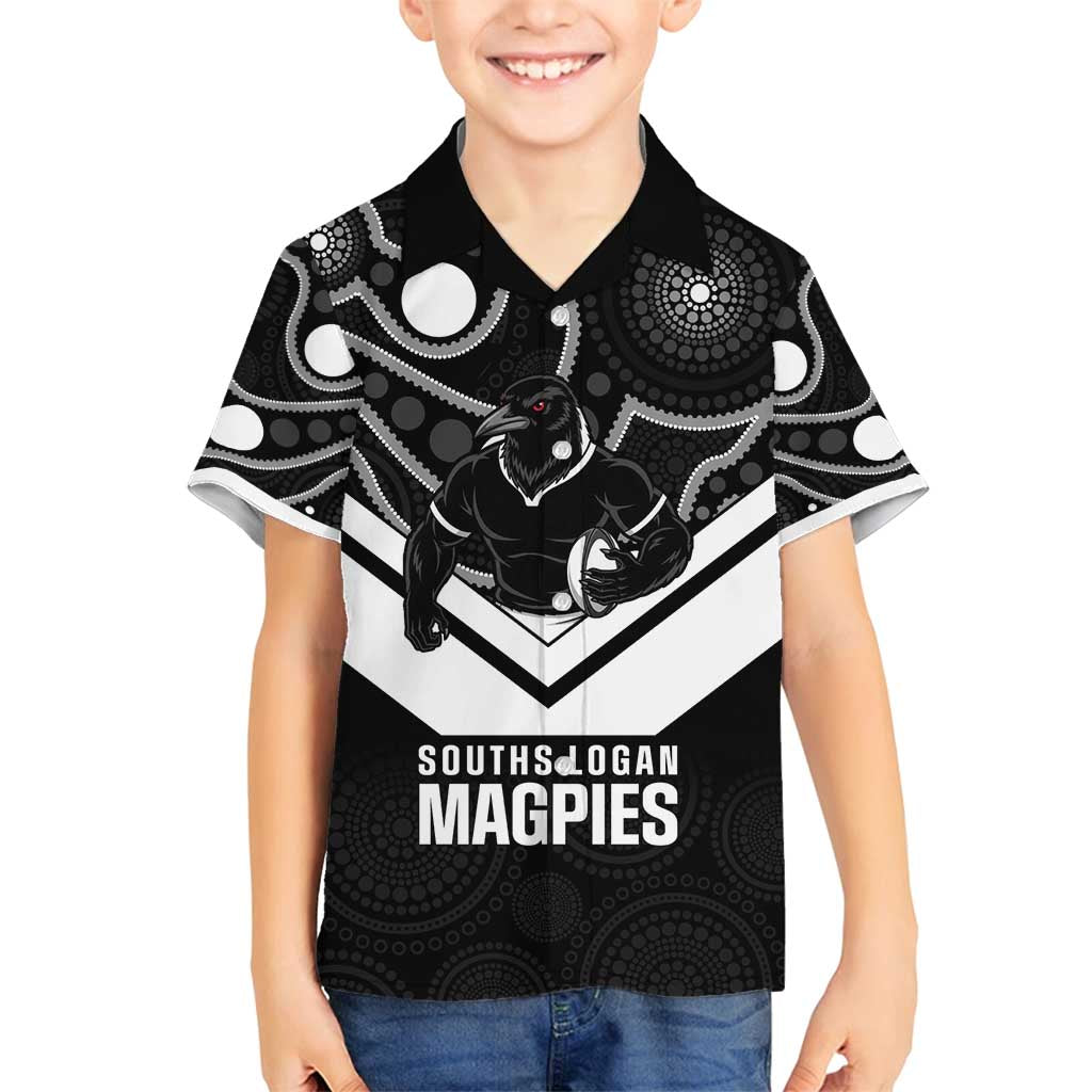 Souths Rugby Custom Family Matching Summer Maxi Dress and Hawaiian Shirt Go Magpies Mascot Aboriginal Art - Aussie Hoodie