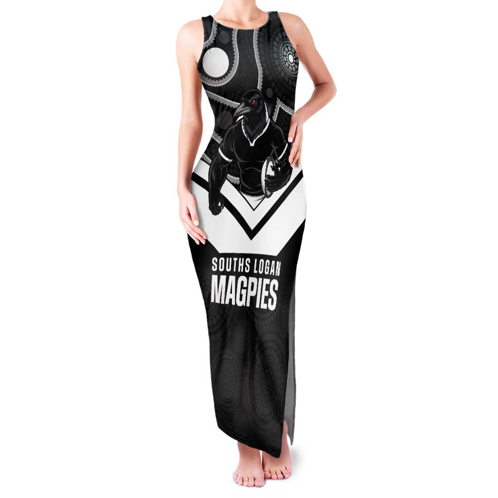 Souths Rugby Custom Family Matching Tank Maxi Dress and Hawaiian Shirt Go Magpies Mascot Aboriginal Art - Aussie Hoodie