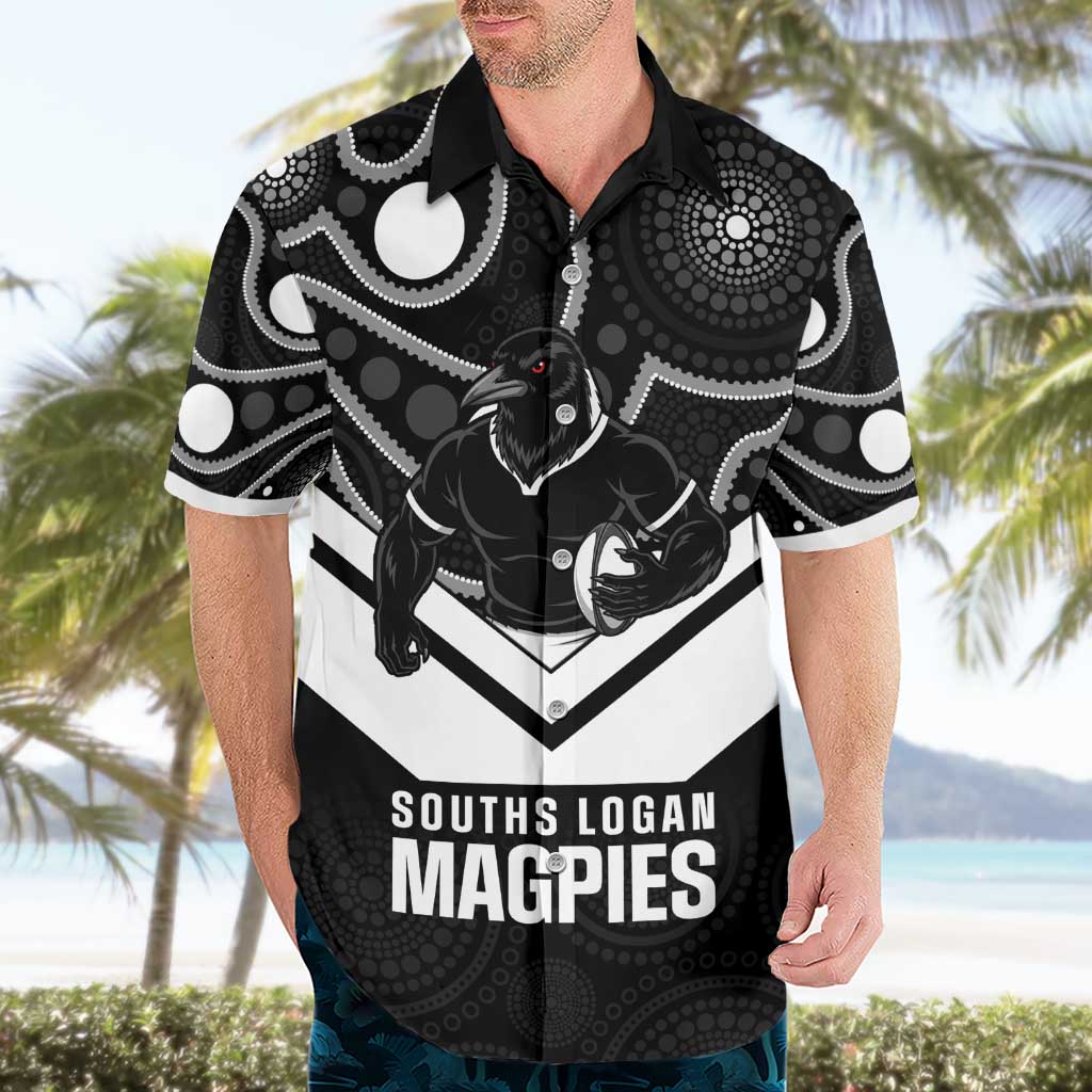 Souths Rugby Custom Hawaiian Shirt Go Magpies Mascot Aboriginal Art - Aussie Hoodie