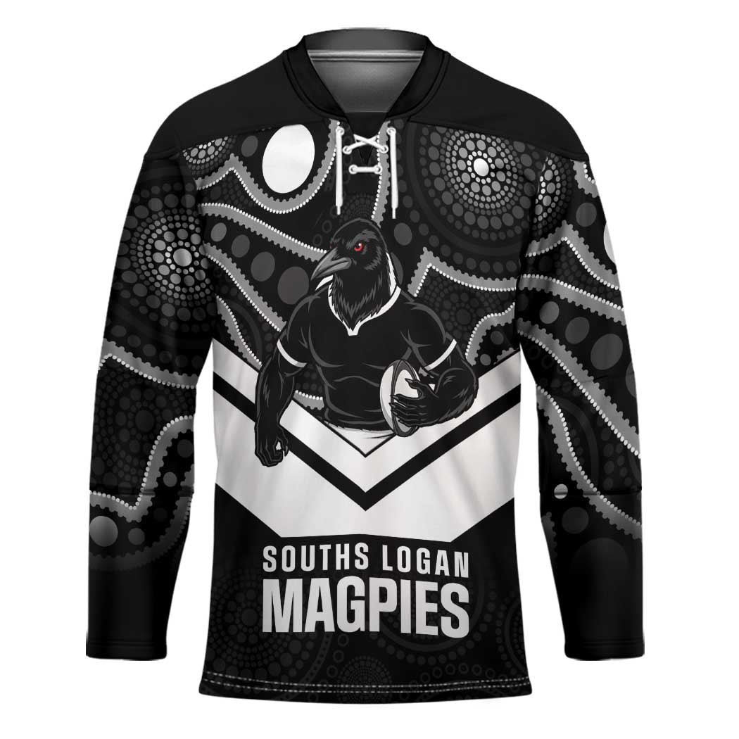 Souths Rugby Custom Hockey Jersey Go Magpies Mascot Aboriginal Art - Aussie Hoodie