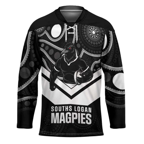 Souths Rugby Custom Hockey Jersey Go Magpies Mascot Aboriginal Art - Aussie Hoodie