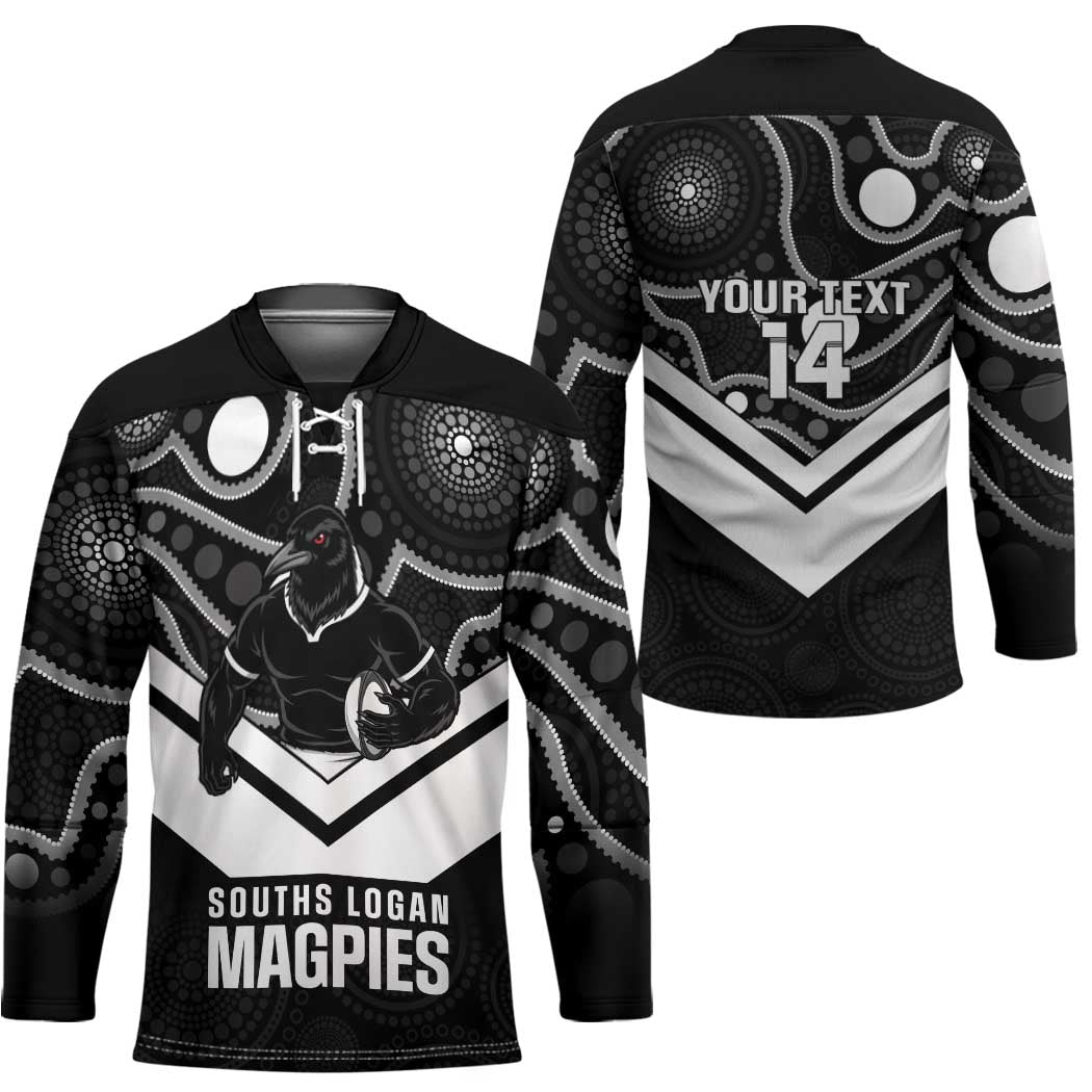 Souths Rugby Custom Hockey Jersey Go Magpies Mascot Aboriginal Art - Aussie Hoodie