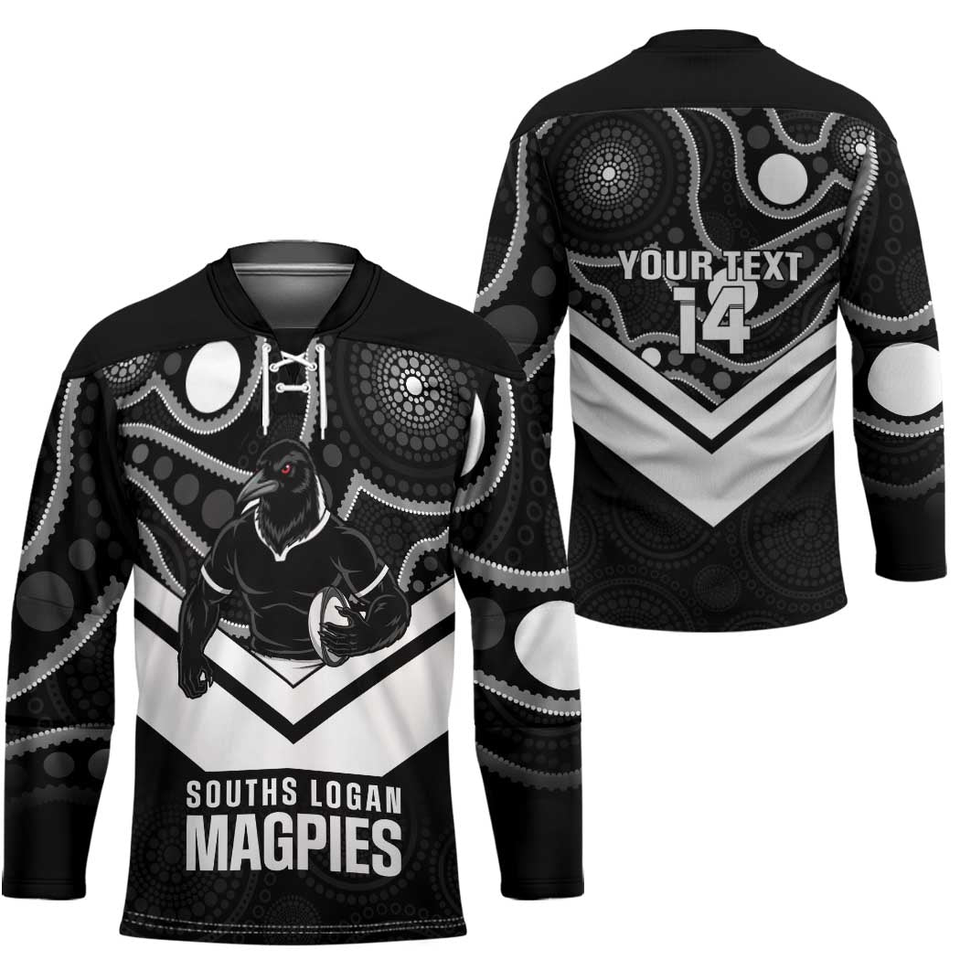 Souths Rugby Custom Hockey Jersey Go Magpies Mascot Aboriginal Art - Aussie Hoodie