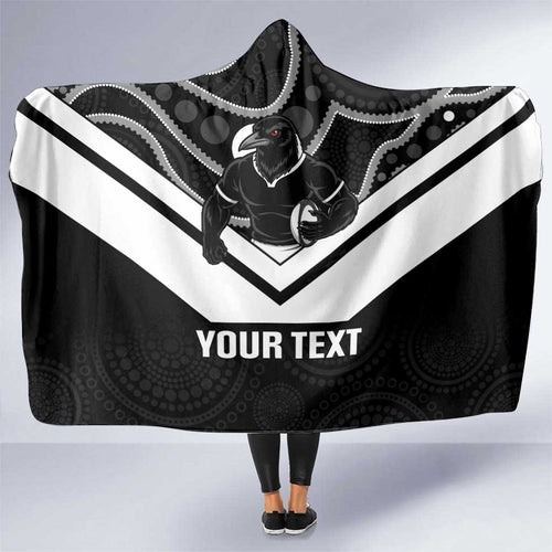 Souths Rugby Custom Hooded Blanket Go Magpies Mascot Aboriginal Art - Aussie Hoodie
