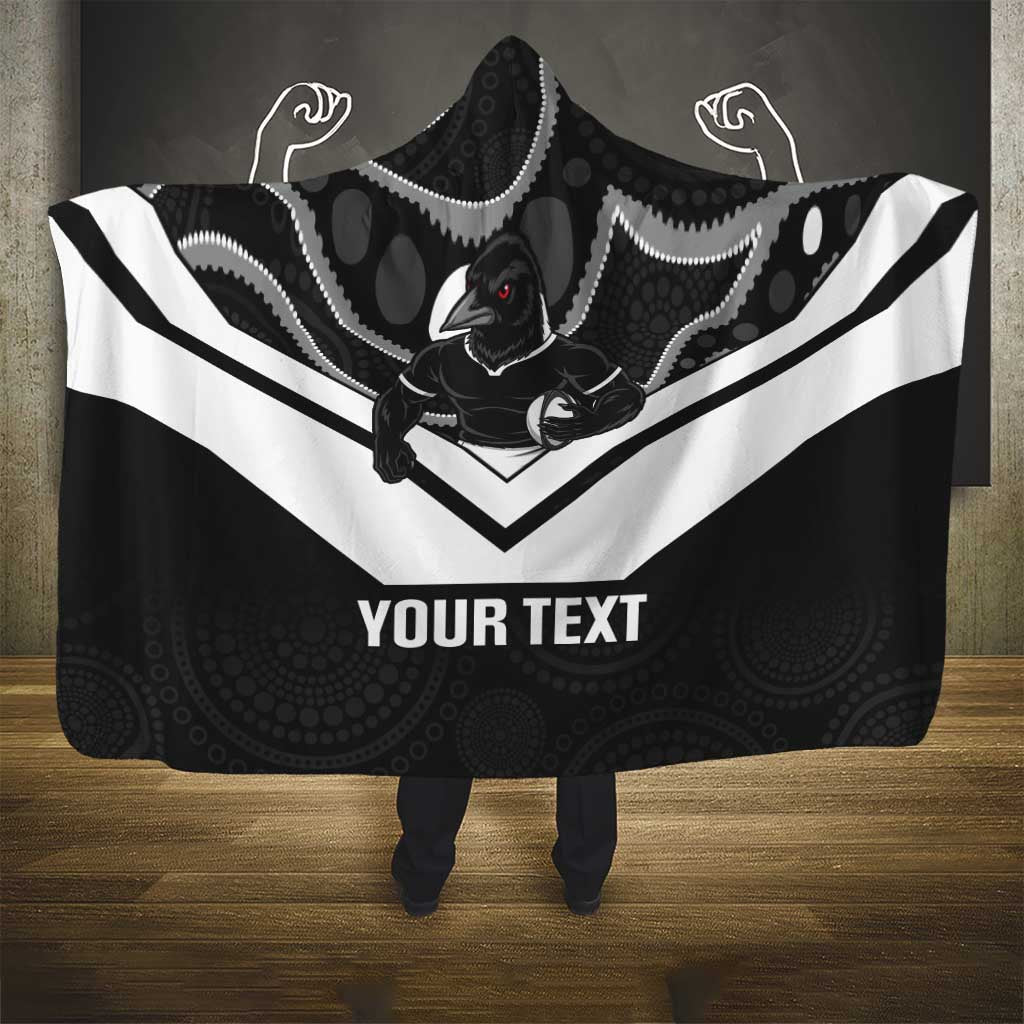 Souths Rugby Custom Hooded Blanket Go Magpies Mascot Aboriginal Art - Aussie Hoodie