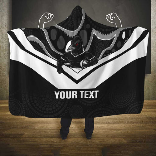 Souths Rugby Custom Hooded Blanket Go Magpies Mascot Aboriginal Art - Aussie Hoodie