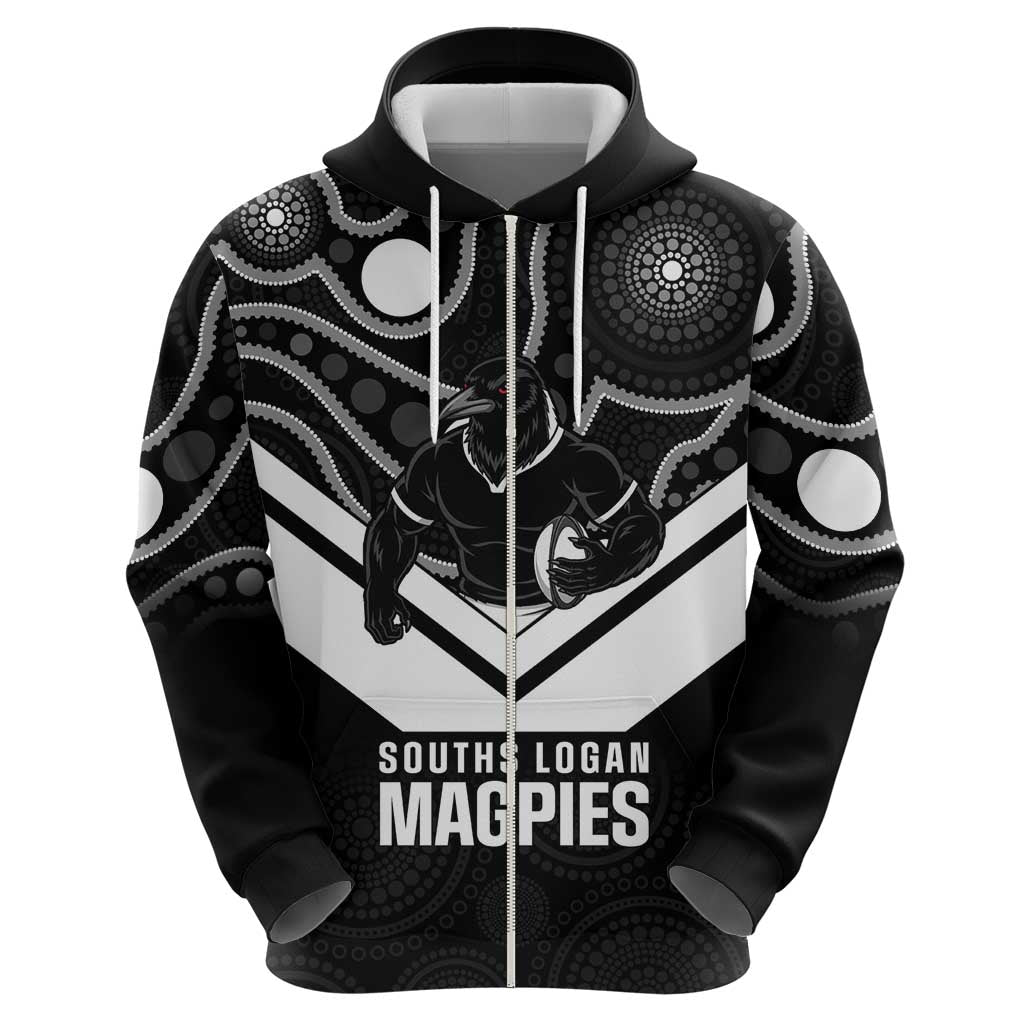 Souths Rugby Custom Hoodie Go Magpies Mascot Aboriginal Art - Aussie Hoodie