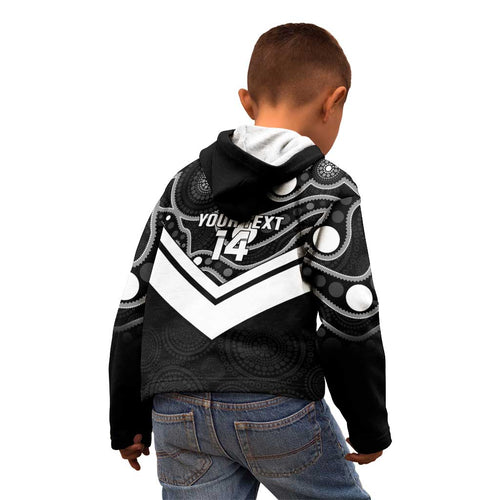 Souths Rugby Custom Kid Hoodie Go Magpies Mascot Aboriginal Art - Aussie Hoodie